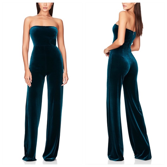 Nookie Pants - Nookie Mercury Strapless Velvet Jumpsuit *Teal*
